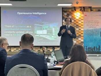 Dr. Mohamed El Guindy, at the workshop on Financial and Open-Source Investigations in Trafficking and Smuggling Crimes