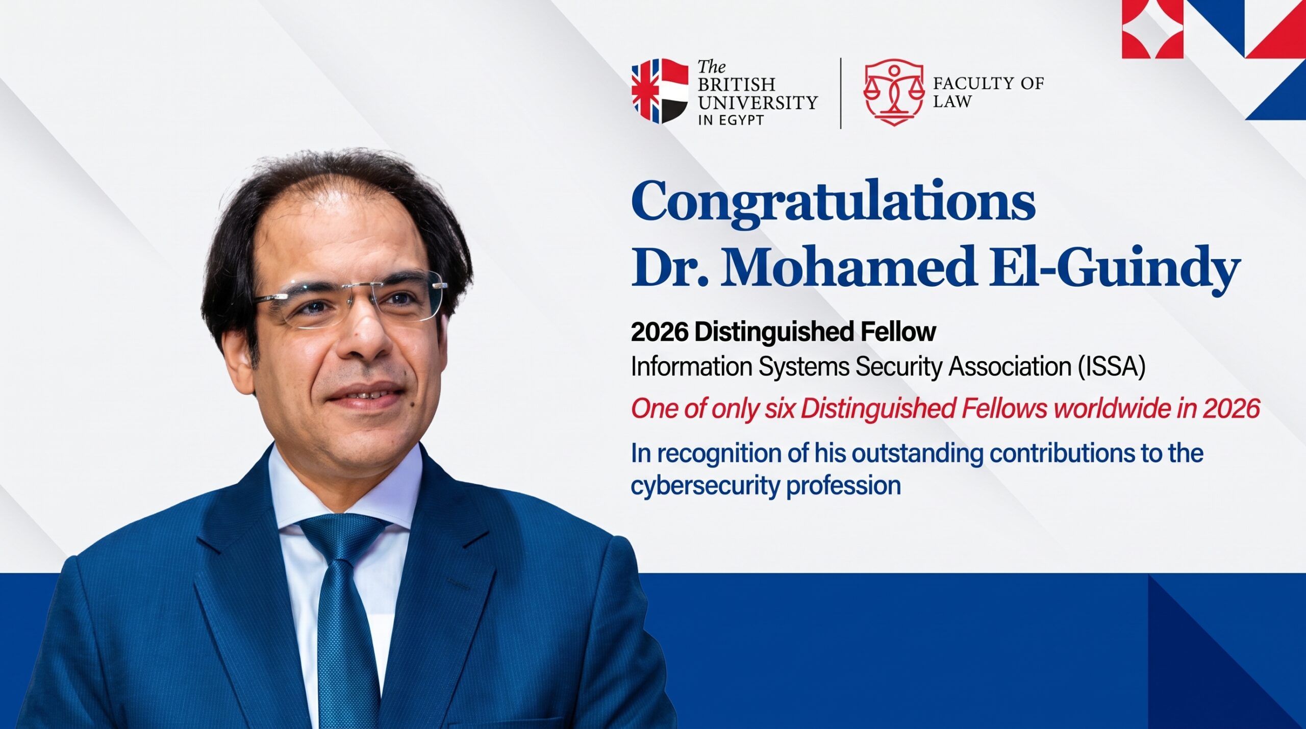 BUE Faculty of Law Congratulates Dr. Mohamed El-Guindy